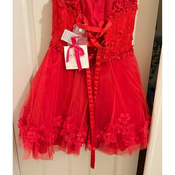 NWT Mori Lee 9600 Tulle Cocktail Dress Scarlet Size 4 - Picture 8 of 8